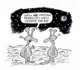 Brexit-Cartoon mit zwei Marsmenschen