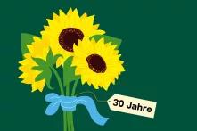 Grafik: Sonnenblumenstrauß für 30 Jahre Bündnis 90/Die Grünen