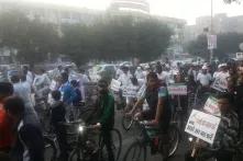 Demonstration zu einem Autofreien Tag in Delhi, November 2015