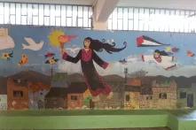 Mural in a refugee school in Shatila, Lebanon