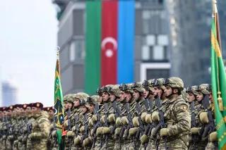 Soldiers at a victory parade in Baku