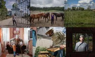 Collage aus 6 Bildern der Artikelserie - Geschichten aus den befreiten Gebieten