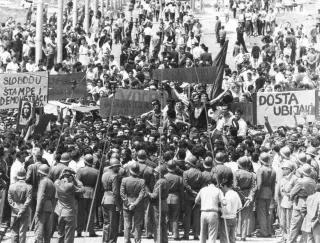 Demonstration für Pressefreiheit und Demokratie, Belgrad, Juni 1968